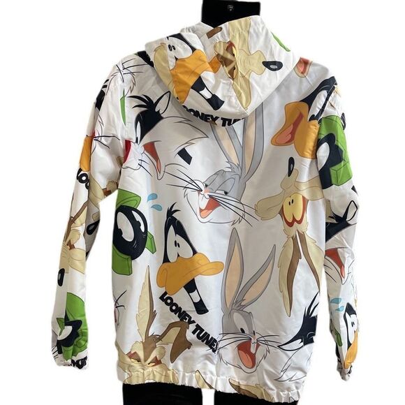 Warner Bros Looney Tunes X Members Only Hooded Windbreaker Zip Jacket Sz Small - Picture 2 of 8
